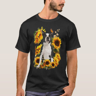 Dog Mom Mother's Day Sunflower Boston Terrier Mom T-Shirt