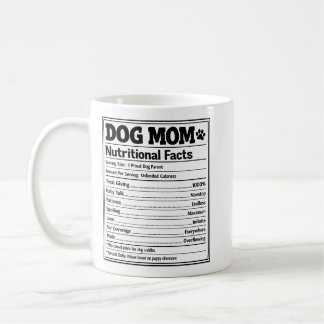 Dog Mom Nutritional Facts Funny Puppy Parent Coffee Mug