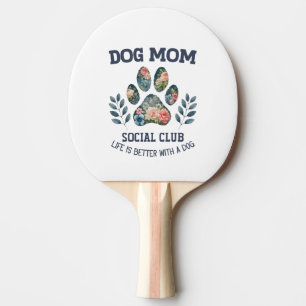 Dog Mom Paw Floral Ping Pong Paddle