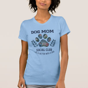 Dog Mom  Paw Floral  T-Shirt