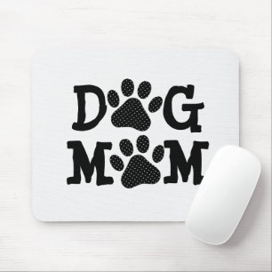 DOG MOM Pawprints with Polka Dots Mouse Pad