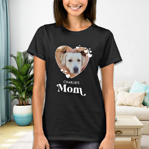 Dog MOM Personalise Dog Lover Cute Heart Pet Photo T-Shirt