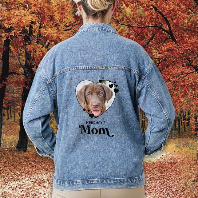 Dog MOM Personalised Heart Dog Lover Pet Photo Denim Jacket (Creator Uploaded)