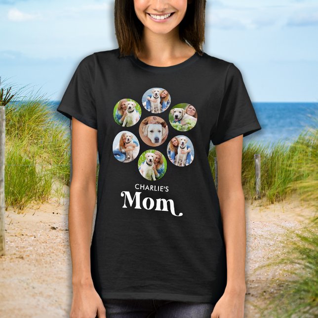 Dog MOM Personalised Pet Photo Collage Dog Lover  T-Shirt (Creator Uploaded)
