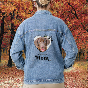 Dog MOM Personalized Heart Dog Lover Pet Photo Denim Jacket