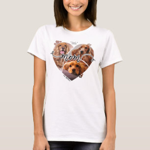 Dog Mom Personalized Heart-Shaped 3 Photo Collage T-Shirt