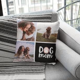 Dog Mom Pet Photo Throw Pillow