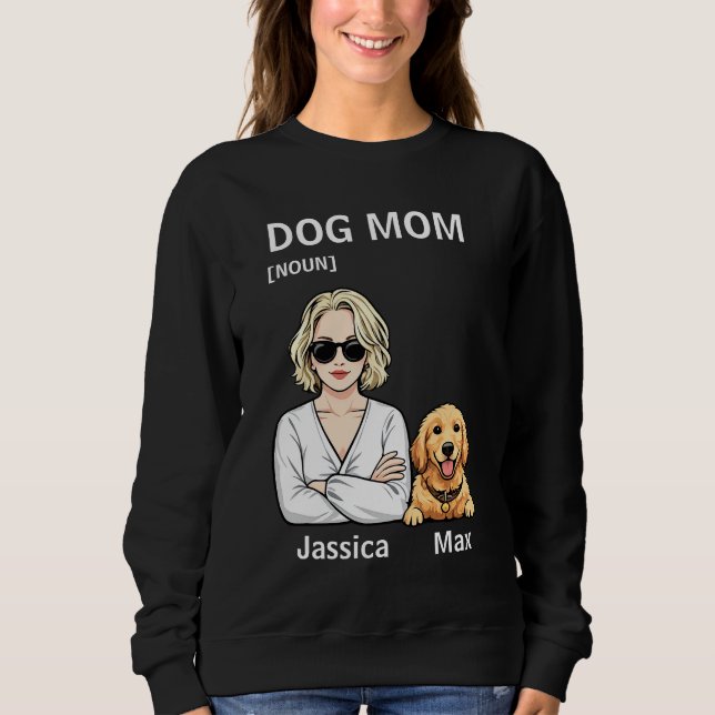 Dog Mom Portrait With Golden Retriever Art Sweatshirt (Front)