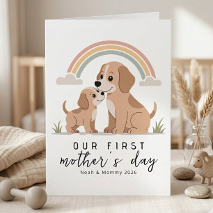 Dog Mom Puppy First Mother’s Day Pastel Rainbow Card