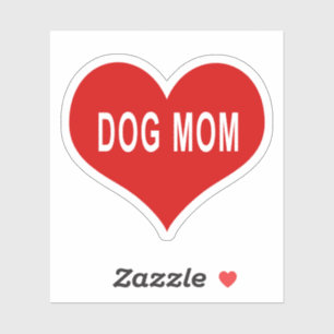 DOG MOM Red Love Heart Vinyl Sticker