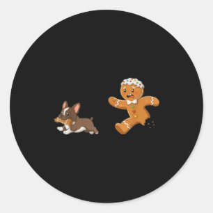 Dog Mom Shirt Gingerbread Chasing French Bulldog C Classic Round Sticker