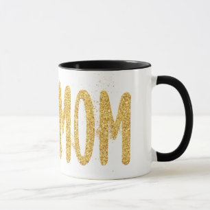 DOG MOM, Smudged Gold Glitter Mug