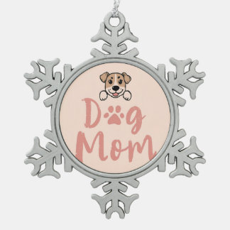 Dog Mom  Snowflake Pewter Christmas Ornament