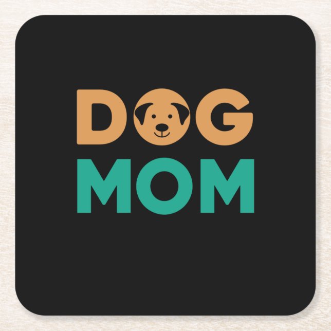 Dog Mom Square Paper Coaster (Front)