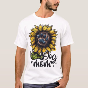Dog Mom Sunflower Dog Lover T-Shirt