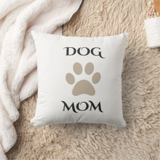 Dog Mom Text Pet Paw Print Cushion