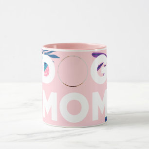 DOG MOM, Your Pup Photo, Pink Flowers & Leaves Mug