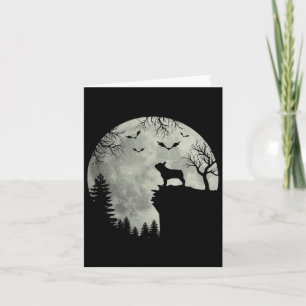 Dog Moon Howl In Forest Halloween Dog Frenchie Card