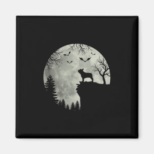 Dog Moon Howl In Forest Halloween Dog Frenchie Magnet