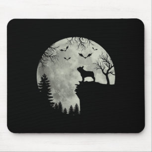 Dog Moon Howl In Forest Halloween Dog Frenchie  Mouse Pad