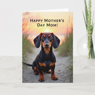 Dog Mothers Day Mom Illustration Card