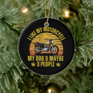 Dog Motorcycle Ceramic Ornament