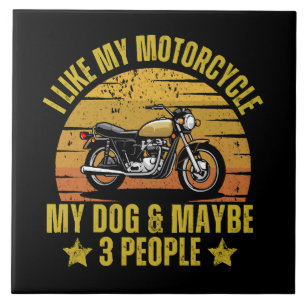 Dog Motorcycle Ceramic Tile