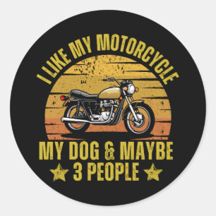 Dog Motorcycle Classic Round Sticker