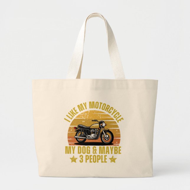 Dog Motorcycle Large Tote Bag (Front)