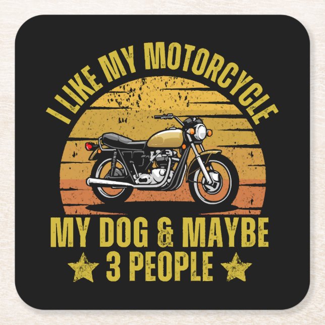 Dog Motorcycle Square Paper Coaster (Front)