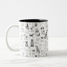Dog Mug - dog lover mug, black and white dog desig