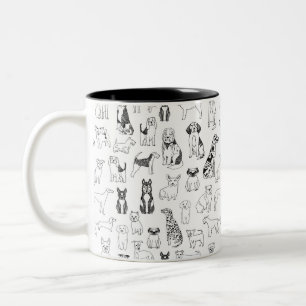 Dog Mug - dog lover mug, black and white dog desig
