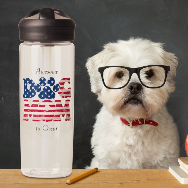 Dog Mum American Flag Water Bottle (Creator Uploaded)