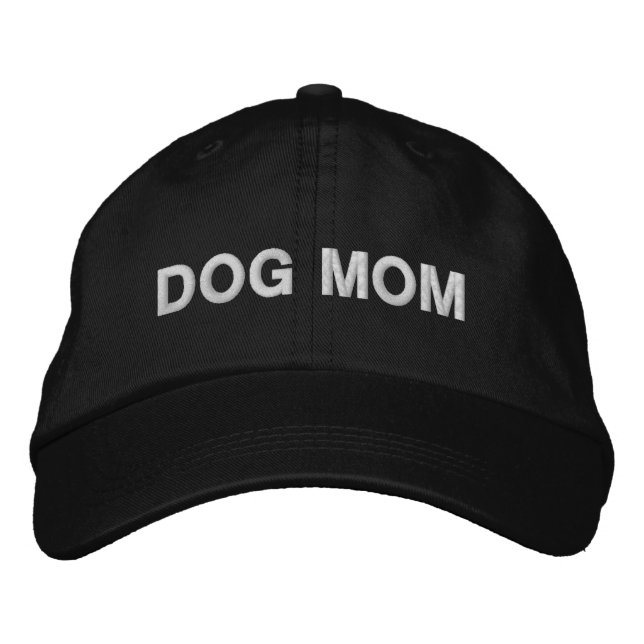 Dog Mum black and white Embroidered Baseball Cap (Front)