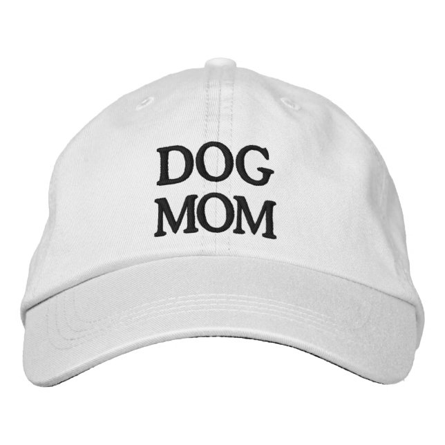 Dog Mum black & white Embroidered Baseball Cap (Front)