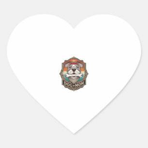 Dog Mum Bone Bandanna Vintage Frame_1 Heart Sticker
