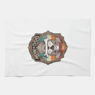 Dog Mum Bone Bandanna Vintage Frame_1 Tea Towel