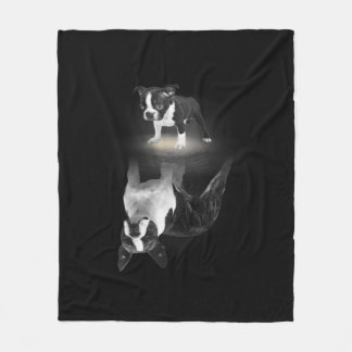 Dog Mum BostonTerrier Dog Lover Gift Mother Father Fleece Blanket