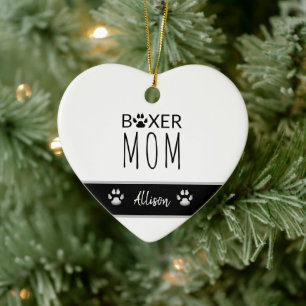 Dog Mum Boxer Personalised Paw Prints Ceramic Ornament