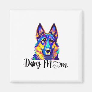 Dog Mum Cool Colourful German Shepherd Heart Paw P Magnet