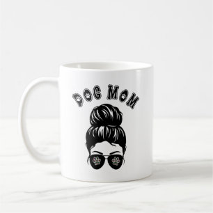 Dog Mum Cool Mum Messy Bun Aviator Sunglasses Coffee Mug