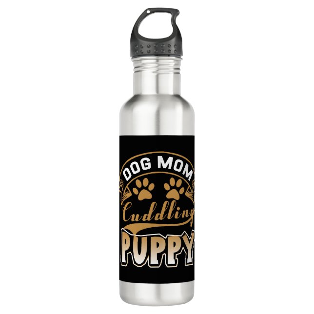 Dog Mum Cuddling Puppy   710 Ml Water Bottle (Front)
