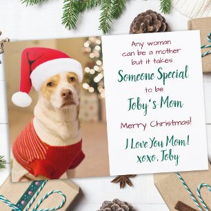 Dog Mum Custom Pet Photo Merry Christmas Holiday Card