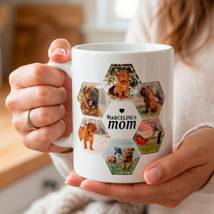 Dog Mum Custom Photo Collage with Name Coffee Mug