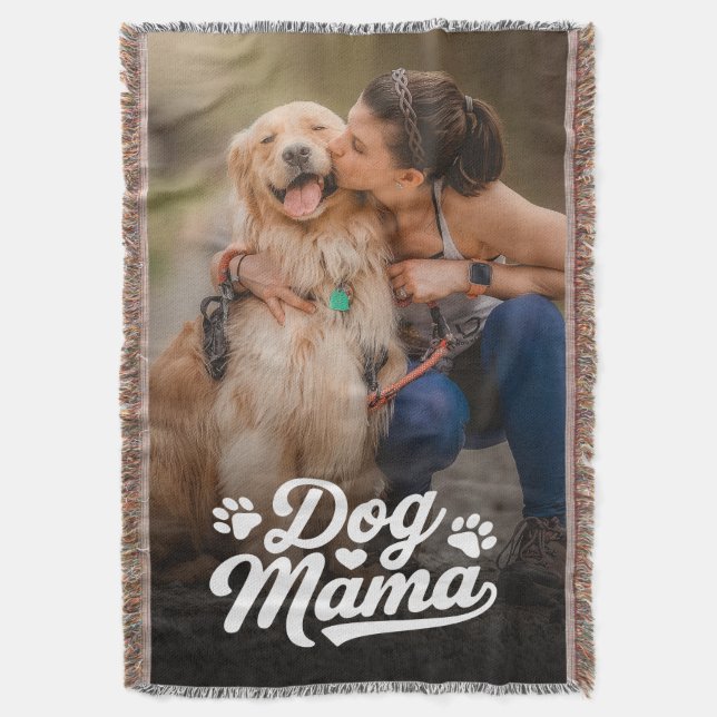 Dog Mum Custom Photo Throw Blanket (Front Vertical)