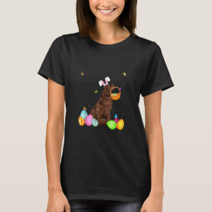 Dog Mum Cute Bunny Newfoundland Eggs Easter Day T-Shirt