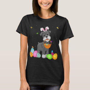 Dog Mum Cute Bunny Schnauzer Eggs Easter Day T-Shirt