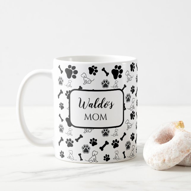 Dog Mum / Dad Coffee Mug Gift Black and White (With Donut)
