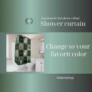 dog mum & dad photo collage shower curtain