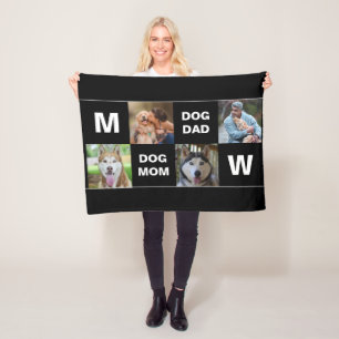 Dog Mum Dog Dad Custom Photo Collage Fleece Blanket